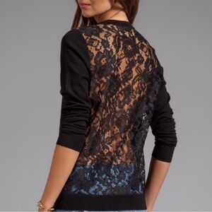 Theory Black Lace Jaidyn Sweater Lace Back
